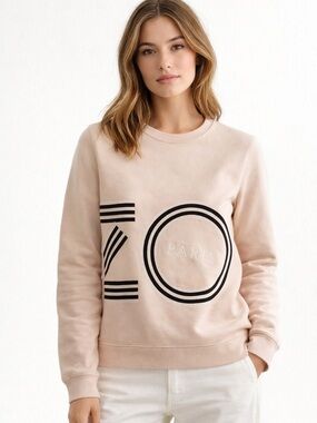 Kenzo Cream Sweatshirt with Black Striped Logo